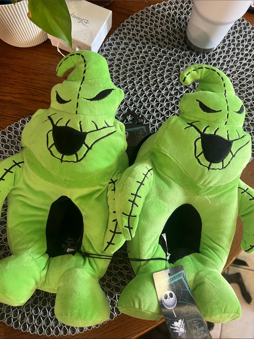 Oogie Boogie Plush Slippers - Bright Lime Green